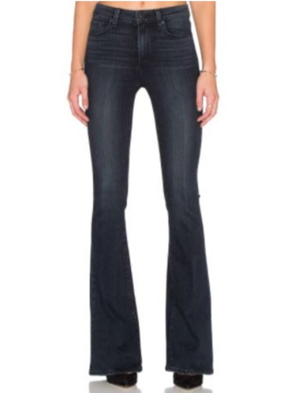 Paige High Rise Bell Canyon Reed Super Dark Wash Flare Jeans Size 26
